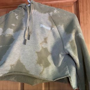 gymshark | tie dye | cropped | bleached | army green | hoodie | sweatshirt